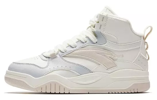 Кроссовки ANTA Skateboarding Shoes Women's High-top Beige/Blue, бежевый/синий