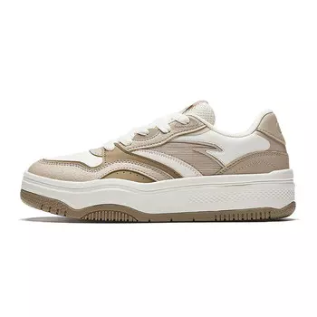 Кроссовки ANTA Street Naughty Skateboarding Shoes Women's Low-top Ivory White / Nude Khaki / Driftwood Gray, слоновая кость/серый
