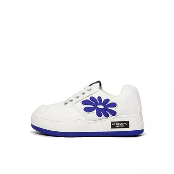 Кроссовки ARTICLE NO. Skateboarding Shoes Unisex Low-top White/Blue, цвет Flowers on a white background
