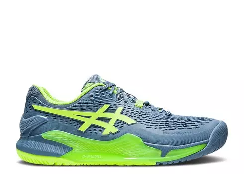 Кроссовки ASICS Gel Resolution 9 Wide 'Steel Blue Hazard Green', синий