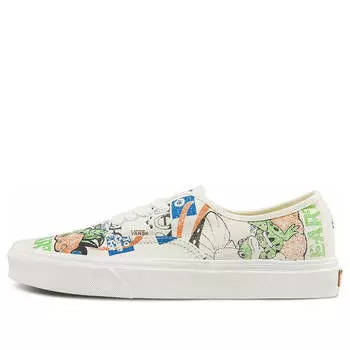 Кроссовки authentic low tops casual skateboarding shoes multi-color funny printing 'white black blue' Vans, белый