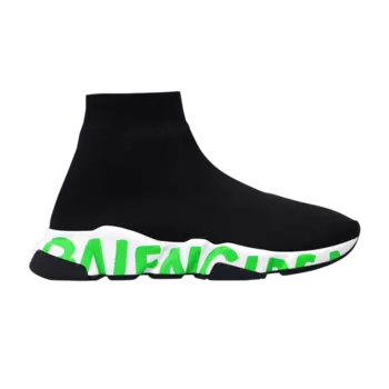 Кроссовки Balenciaga Balenciaga Wmns Speed Sneaker 'Midsole Graffiti - Black Fluo Green', черный