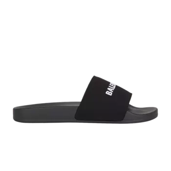 Кроссовки Balenciaga Logo Embroidered Pool Slides, черный