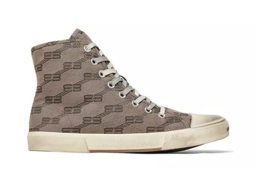Кроссовки Balenciaga Paris High BB Monogram - Dark Mink Grey, серый