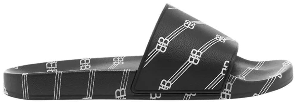 Кроссовки Balenciaga Pool Slides 'Allover Logo - Black', черный