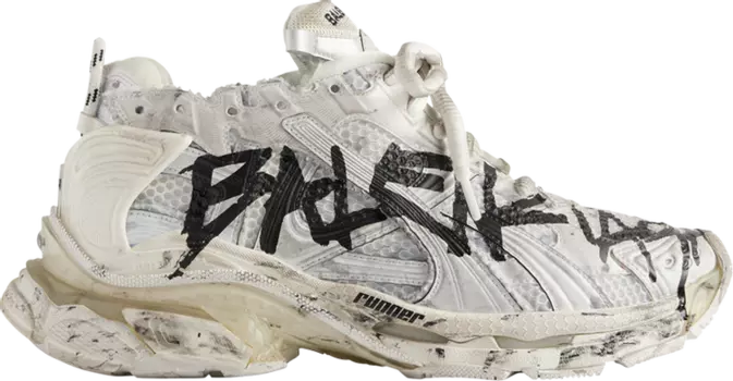 Кроссовки Balenciaga Runner Sneaker 'Graffiti - White Black', белый