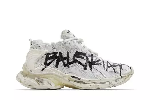 Кроссовки Balenciaga Runner Sneaker Graffiti - White Black, белый