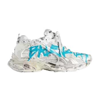 Кроссовки Balenciaga Runner Sneaker Graffiti - White Blue, белый