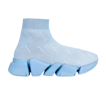 Кроссовки Balenciaga Speed 2.0 Sneaker 'Allover Logo - Soft Blue', синий