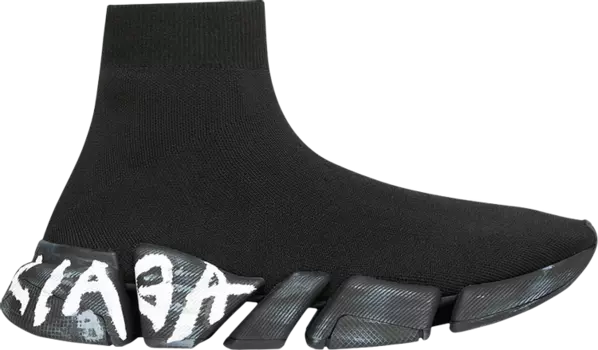 Кроссовки Balenciaga Speed 2.0 Sneaker 'Worn-Out Graffiti - Black White', черный