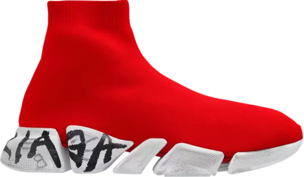 Кроссовки Balenciaga Speed 2.0 Sneaker 'Worn-Out Graffiti - Red', красный