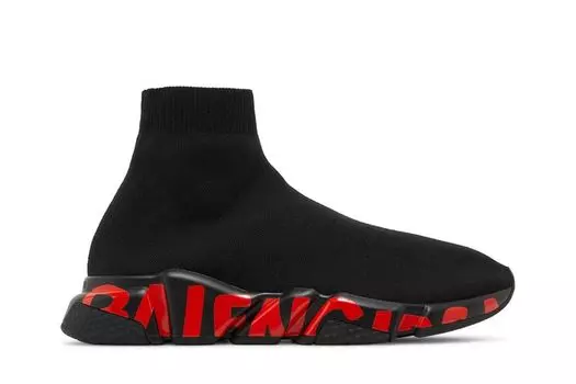 Кроссовки Balenciaga Speed Sneaker 'Midsole Graffiti - Black Red', черный