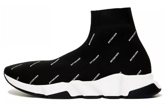 Кроссовки Balenciaga Speed Trainer Mid Logo Print, черный