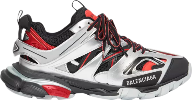 Кроссовки Balenciaga Track Sneaker Black Red Silver, серебряный