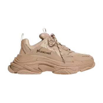 Кроссовки Balenciaga Triple S Sneaker Allover Logo - Dark Beige, кремовый