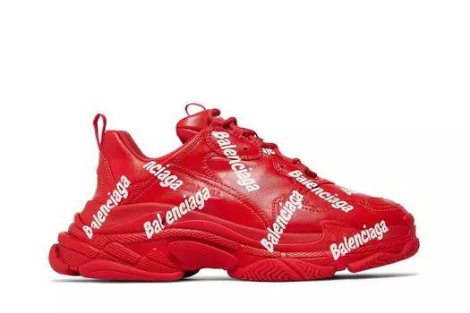 Кроссовки Balenciaga Triple S Sneaker Allover Logo - Tomato Red, красный