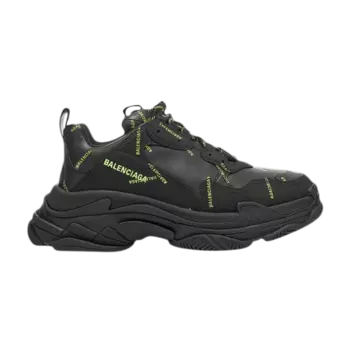 Кроссовки Balenciaga Triple S Sneaker 'Allover Logo - Black Fluo Yellow', черный