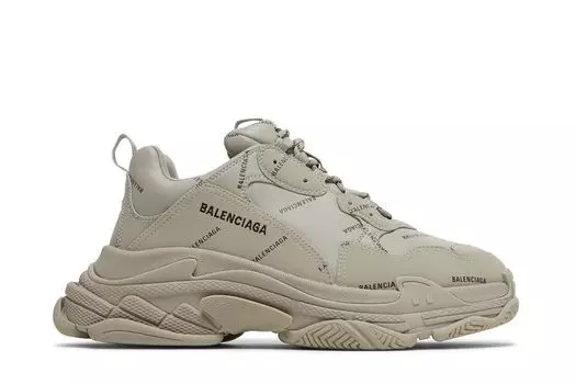 Кроссовки Balenciaga Triple S Sneaker 'Allover Logo - Beige', кремовый
