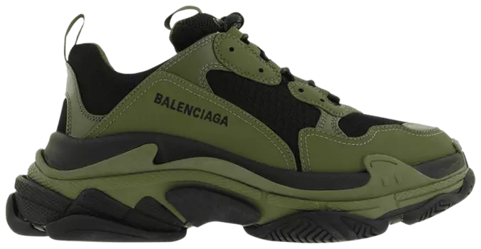 Кроссовки Balenciaga Triple S Sneaker 'Black Khaki', зеленый