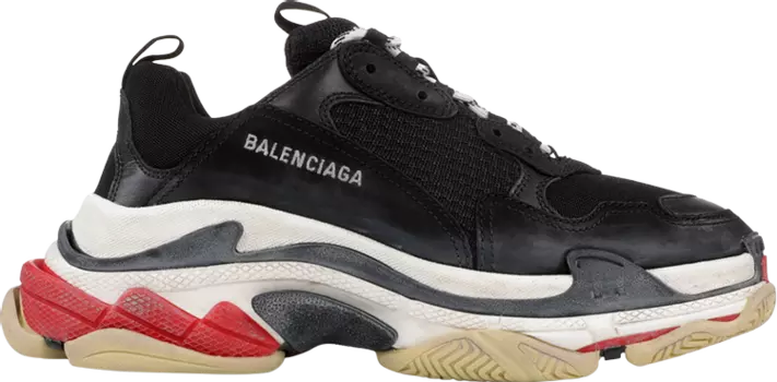 Кроссовки Balenciaga Triple S Sneaker Black Red 2018, черный