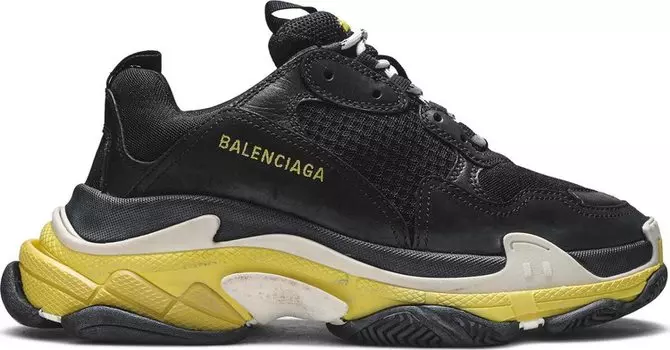 Кроссовки Balenciaga Triple S Sneaker Black Yellow, черный