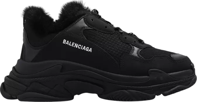 Кроссовки Balenciaga Triple S Sneaker Faux Fur - Black, черный