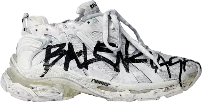 Кроссовки Balenciaga Wmns Runner Sneaker 'Graffiti - White Black', белый