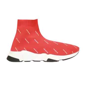 Кроссовки Balenciaga Wmns Speed Trainer Mid All Over Logo - Red, красный