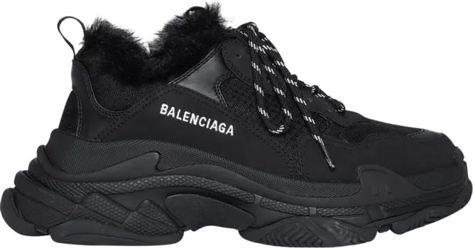 Кроссовки Balenciaga Wmns Triple S Sneaker Fake Fur - Black, черный