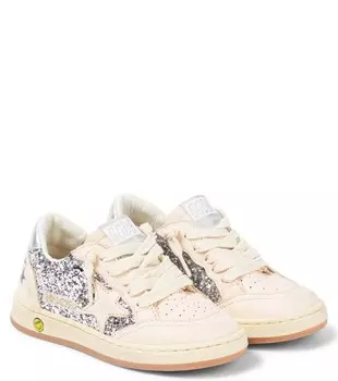 Кроссовки Ball Star Junior из блестящей кожи Golden Goose Kids, цвет silver/light pink