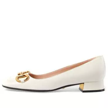 Кроссовки ballet flat with horsebit 'white leather' Gucci, белый
