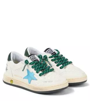 Кроссовки Ballstar из кожи Golden Goose Kids, цвет white/sky blue/green