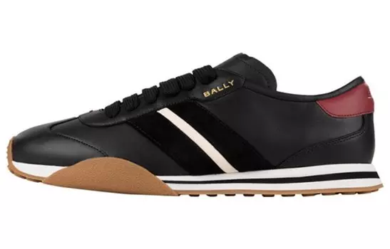 Кроссовки BALLY Sussex Side-stripe Leather Sneakers, черный