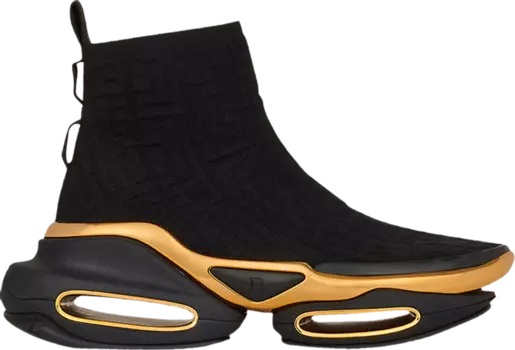 Кроссовки Balmain B-Bold High Monogram - Black Gold, черный