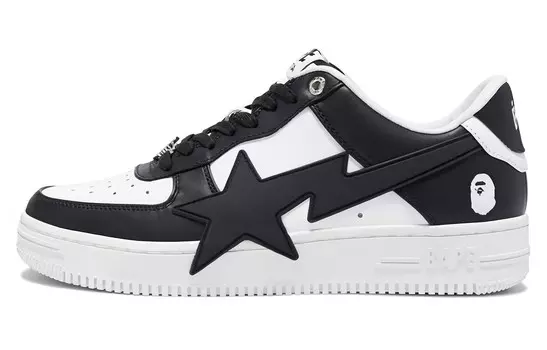 Кроссовки BAPE BLACK Skateboarding Shoes Men Low-top White/Black, белый/черный