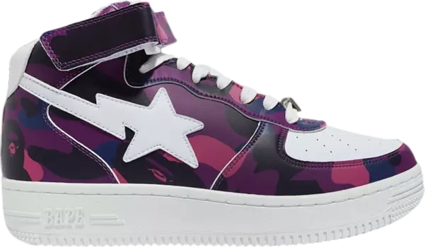 Кроссовки Bapesta Mid Camo Purple, фиолетовый