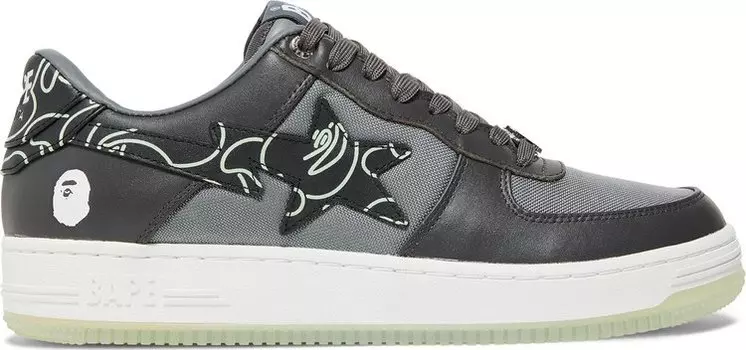 Кроссовки Bapesta Text Code Camo - Charcoal, черный