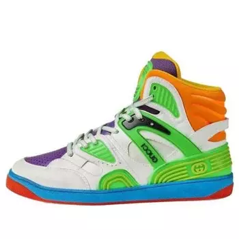 Кроссовки basket breathable wear-resistant non-slip high 'white green purple' Gucci, мультиколор