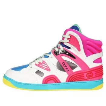 Кроссовки basket high 'white pink blue' Gucci, мультиколор