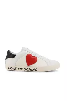 Кроссовки белые с красным логотипом бренда для женщин/девочек Love Moschino, белый