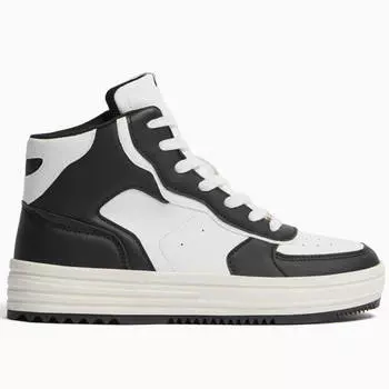 Кроссовки Bershka Contrast High-Top, черный/белый