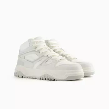 Кроссовки Bershka Men’s Multi-layer High-top Basketball Trainers, светло-серый