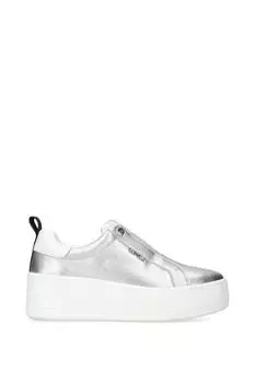 Кроссовки без шнуровки 'Connected Laceless' Leather Trainers Carvela, серебро