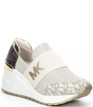 Кроссовки без шнуровки на танкетке с логотипом MICHAEL Michael Kors Girls' Neo Flex (молодежная), слоновая кость