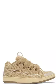 Кроссовки бежевые из рафии Lanvin