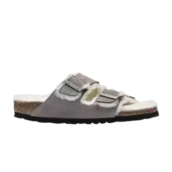 Кроссовки Birkenstock Arizona Shearling Suede Leather Narrow Stone Coin, серый