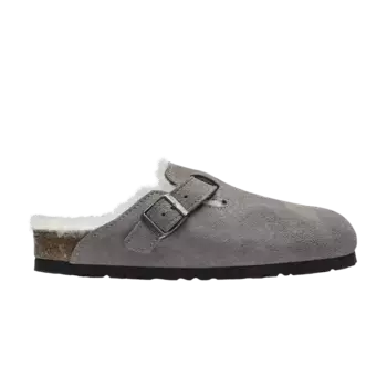 Кроссовки Birkenstock Boston Shearling Suede Stone Coin, серый