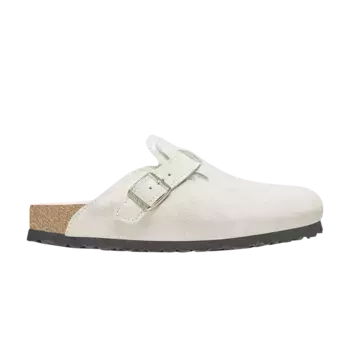 Кроссовки Birkenstock Wmns Boston Shearling Suede Leather Narrow Antique White, белый