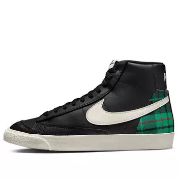 Кроссовки blazer mid '77 premium 'black green tartan plaid' Nike, черный