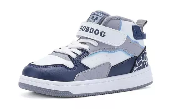 Кроссовки BOBDOG Kids Skateboarding Shoes Kids Mid-top, белый/темно-синий